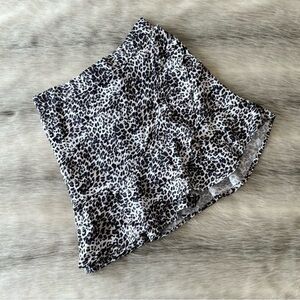 New SIM & SAM Leopard Ruffled Mini Skirt XS Elastic Waist 90s Tiered